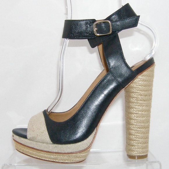 Ann Taylor Briston blue leather espadrille heel 7M - Picture 8 of 8